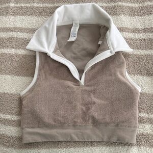 Aerie Tan and White Crop Top
